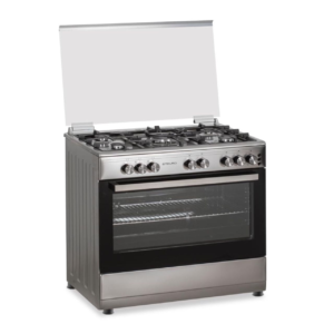 CUISINIERE ENDURO 5FEUX A GAZ 90X60 + GRILL DOUBLE BOUTON NOIR AFS9050GGBSIT