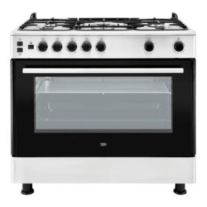 Cuisinière Beko 5 feux inox avec tourne broche 90×60