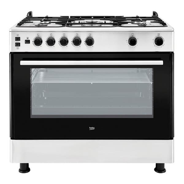 Cuisinière Beko 5 feux inox avec tourne broche 90×60