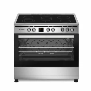 Cuisinière Enduro 5 Feux 90X60 Vitroceramique Electrique Gril Haut et Bas INOX