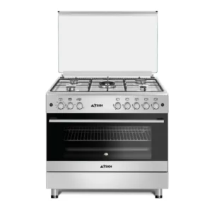 Cuisinière ASTECH CK92CRM Inox 90×60 – 5 Feux Gaz + Four à Gaz avec Minuterie et Grill